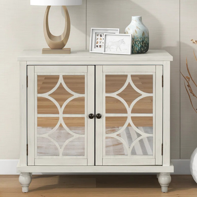 Evaline 31.7'' Tall 2 - Door Mirrored Accent Cabinet | Wayfair North America