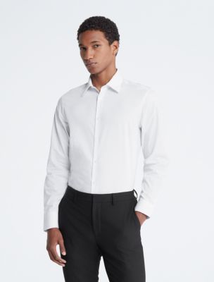 Slim Fit Steel Solid Herringbone Dress Shirt | Calvin Klein | Calvin Klein (US)
