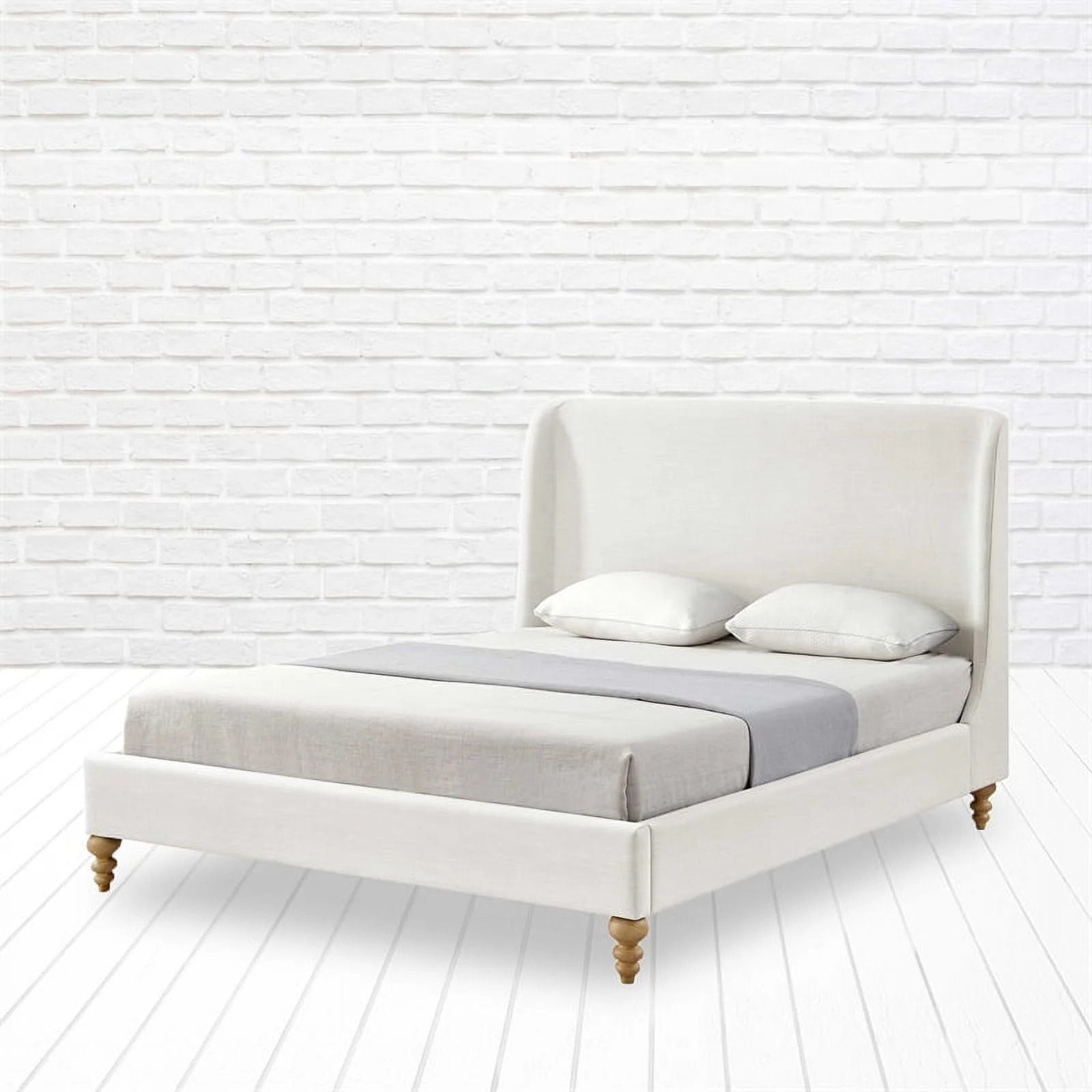 Kataleya Bed Cream White Linen Twin Wingback Upholstered - Walmart.com | Walmart (US)