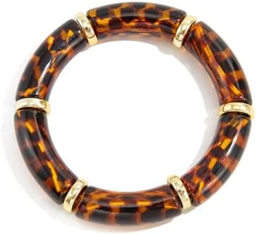 Colorful Resin Beaded Stretch Bracelet for Women,Vintage Imitation Pearls Bead Leopard Print Brac... | Amazon (US)
