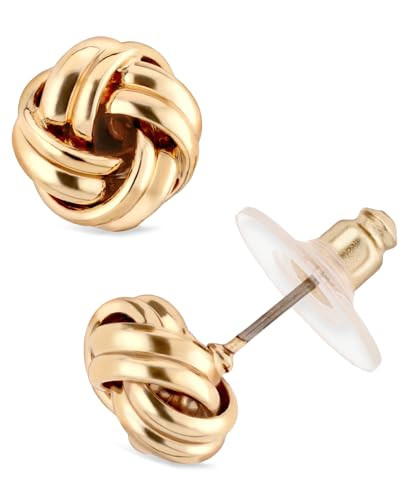 Anne Klein Women's Pierced Earrings Knot Stud, Gold, One Size | Amazon (US)