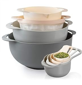 COOK WITH COLOR 8 Piece Nesting Bowls with Measuring Cups Colander and Sifter Set - Includes 2 Mi... | Amazon (US)