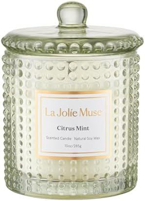 LA JOLIE MUSE Citrus Mint Scented Candle | Eucalyptus, Bergamot & Yuzu | 10 oz Natural Soy Wax | ... | Amazon (US)