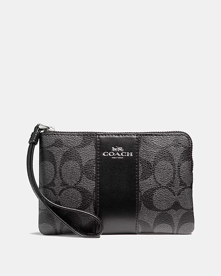 Corner Zip Wristlet In Signature Canvas | Coach Outlet