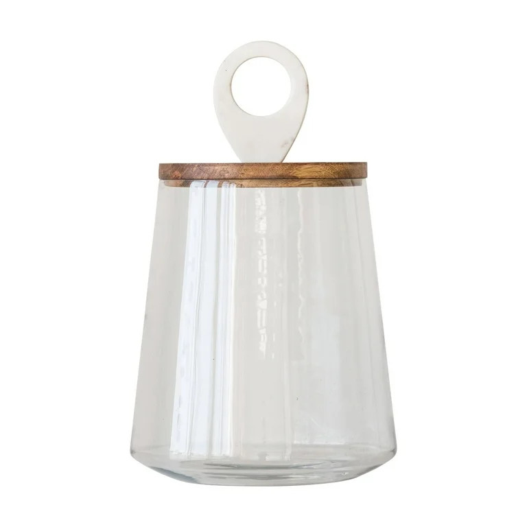 Clear Glass Jar with Mango Wood and Marble Lid by Sprinkle &amp; Bloom | Walmart (US)