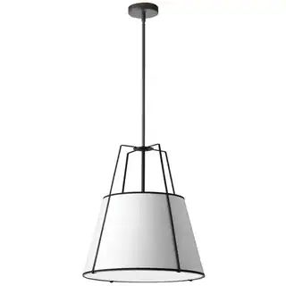 1 Light Trapezoid Pendant Black White Shade with Diffuser | Bed Bath & Beyond