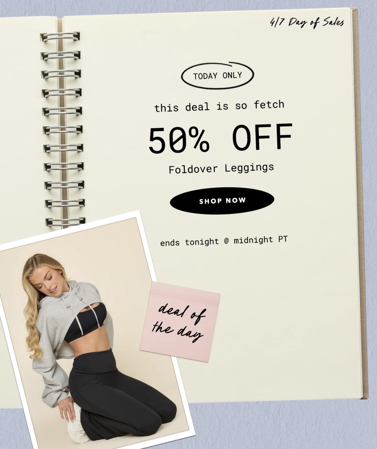 Deal of the day 50% off foldover leggings foldover flare leggings foldover shorts foldover capris 

#LTKActive #LTKsalealert #LTKSeasonal
