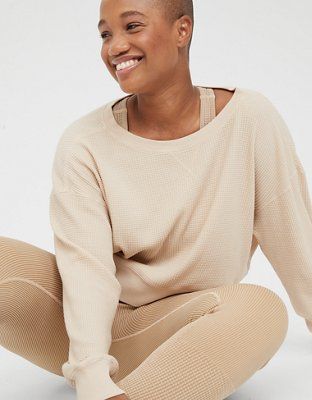 OFFLINE Wow! Waffle Long Sleeve Crewneck T-Shirt | Aerie