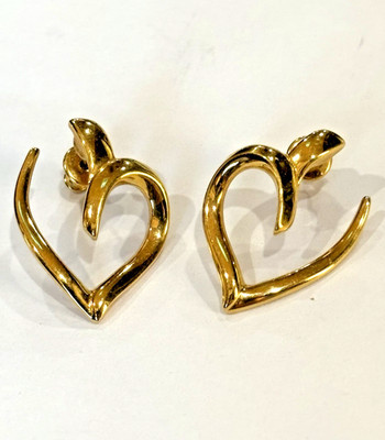 Vintage Monet Open Heart Shiny Gold Tone Pierced Earrings | eBay | eBay US