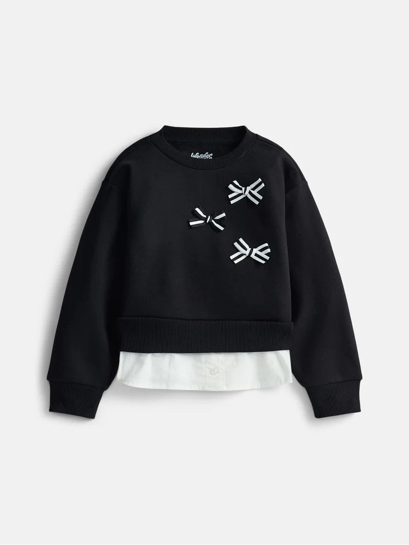 Wonder Nation Girls Double Top with Long Sleeves, Sizes 4-18 & Plus | Walmart (US)