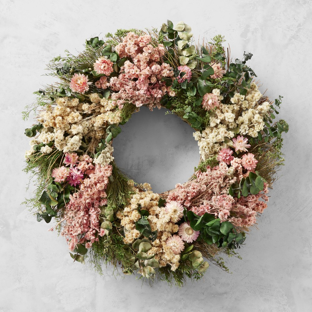 English Rose Live Wreath, 20" | Williams-Sonoma