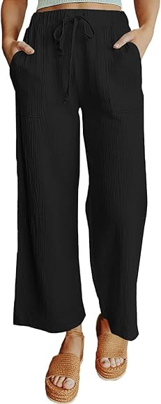 Acelitt Womens Wide Leg Palazzo Pants Casual High Waist Trousers | Amazon (US)