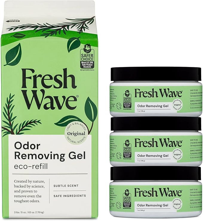 Fresh Wave Odor Removing Gels Bundle: Original Scent 3-Pack 7oz. & 63oz. Gel Refill | Amazon (US)