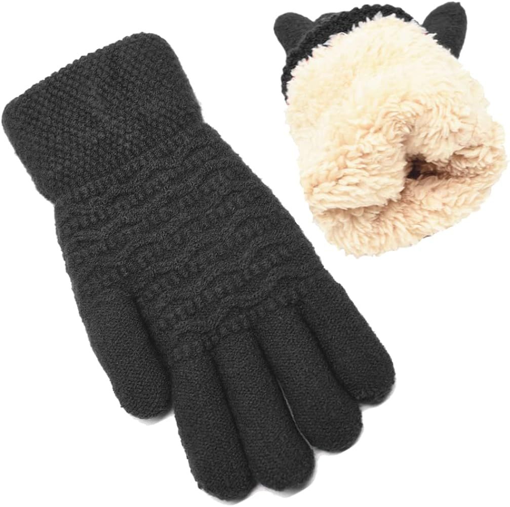 Women's Winter Warm Touch Screen Gloves Womens Thermal Cable Knit Wool Fleece Lined Glove for Col... | Amazon (US)