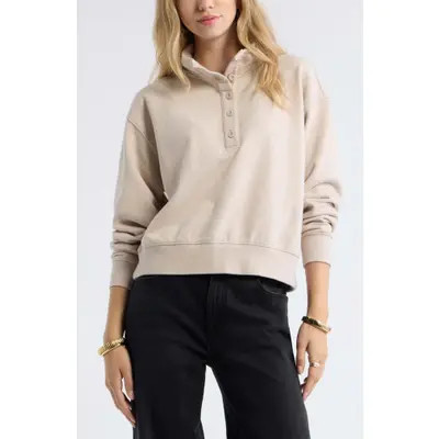 Treasure & Bond Funnel Neck Henley Sweatshirt in Green Ponderosa at Nordstrom, Size Small | Nordstrom