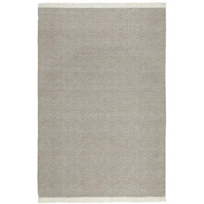 Lusia 8 X 10 Area Rug, Handwoven Soft Fringes, Herringbone, Light Gray | Wayfair North America