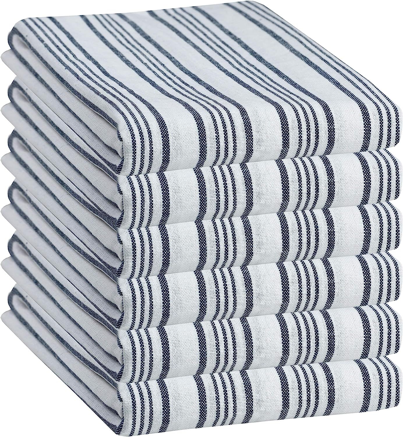 GLAMBURG Classic Stripe 100% Cotton Kitchen Towel & Dish-Towels 6-Pack 18x28 Quick Dry Commercial... | Amazon (US)