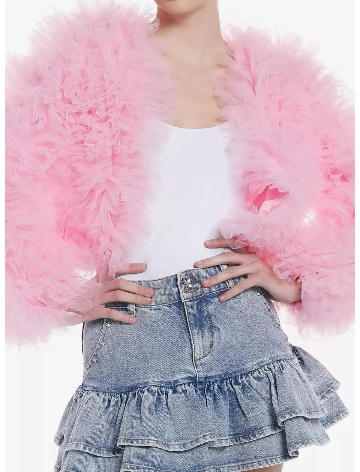 Azalea Wang Pink Tulle Long-Sleeve Shrug | Hot Topic