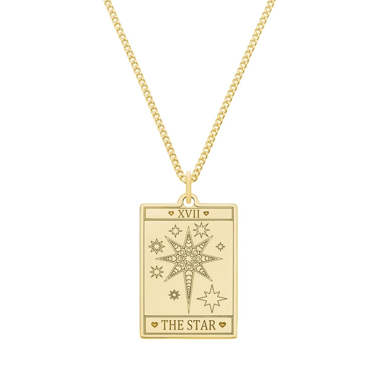 Medium 9ct 375 Gold “The Star” Tarot Card Necklace | Wolf & Badger (US)