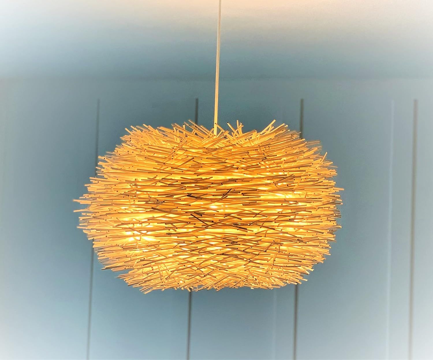 TODKEN Bamboo Pendant Light | Large Bird Nest Rattan Hanging Ceiling Pendant | Chandelier Light for  | Amazon (US)
