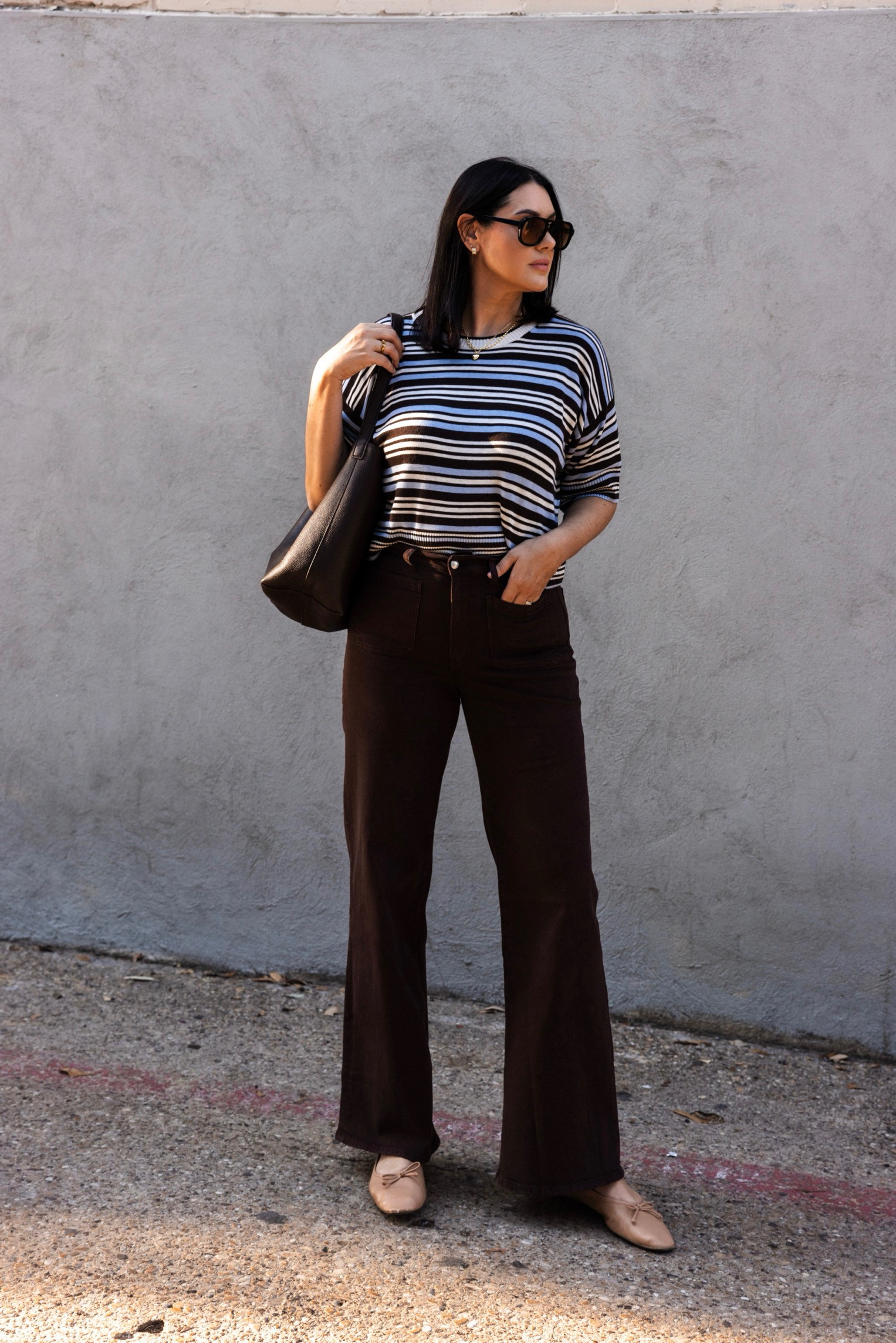 One of my favorite outfits lately! I paired this @splendid sweater (also a fave!) with these new @madewell Emmy Pant. They are a match made in heaven :) 

@Madewell pants are 25% off this week!

Pants: 29, regular, TTS w/ stretch
Top: Large, tts relaxed 

 