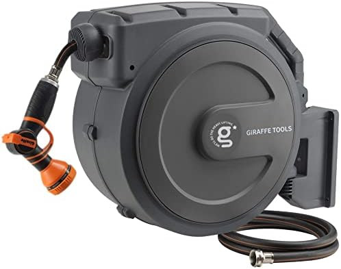 Giraffe Tools Retractable Garden Hose Reel 1/2 Inch x 130 ft, Super Heavy Duty, Any Length Lock, ... | Amazon (US)