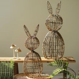 Twig Wrapped Bunny Silhouette Set of 2 | Antique Farm House