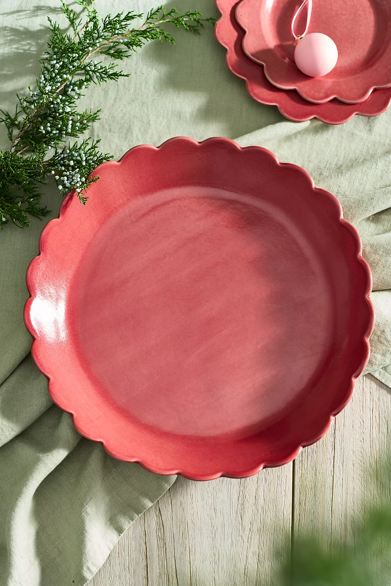 Scalloped Rim Stoneware Round Serving Platter | Anthropologie (US)
