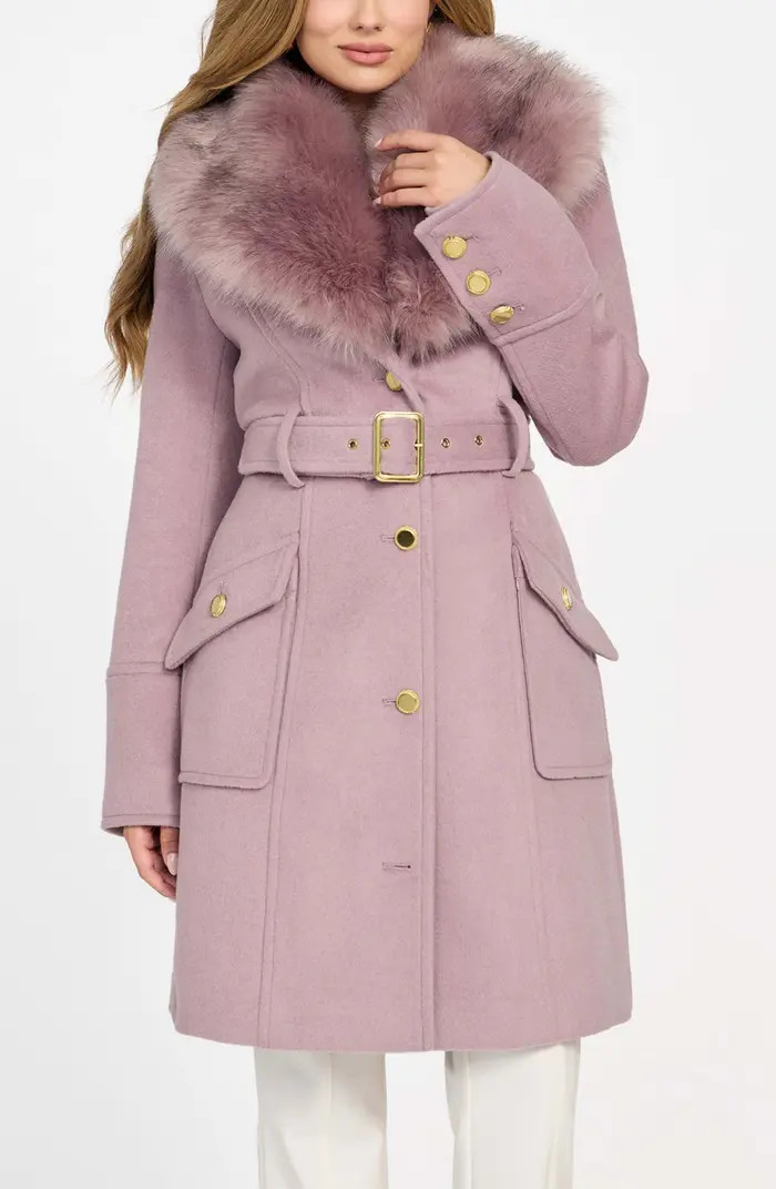 Alice Belted Coat with Removable Faux Fur Collar | Nordstrom