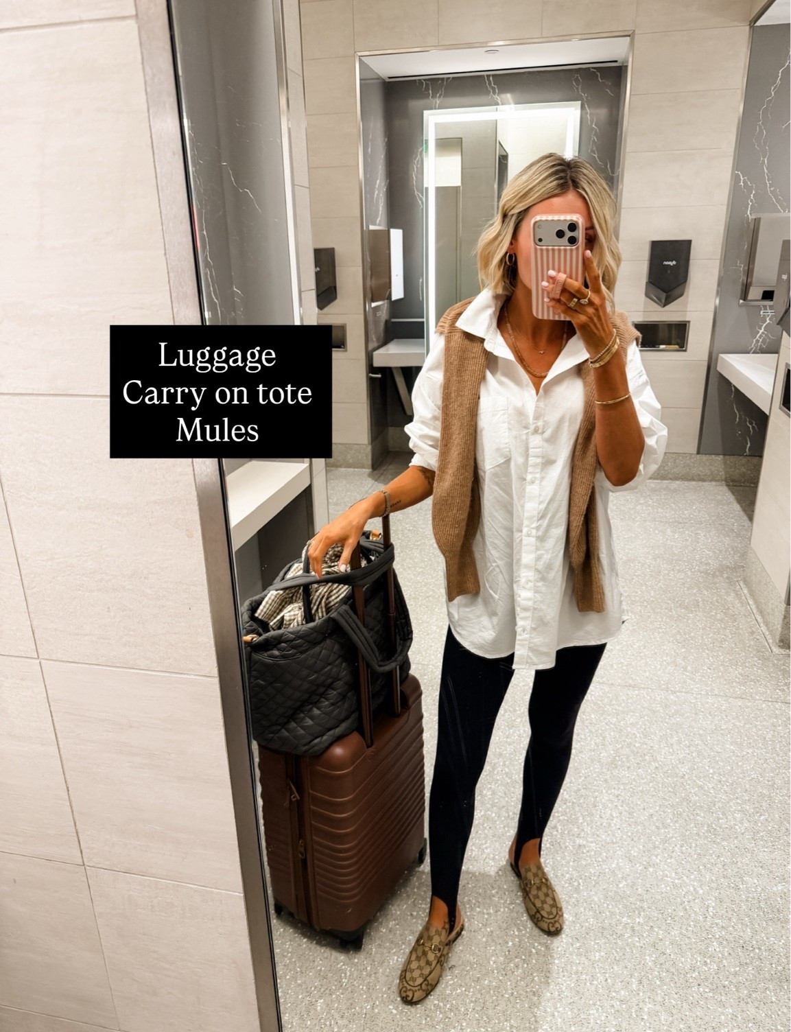 How chic is this travel look?! I wore this on my way to NY Fashion week! Wearing M in shirt & S in leggings!

Loverly Grey, fall outfit, stir up leggings, white button down, luggage, airport outfit, travel outfit

#LTKSeasonal #LTKTravel