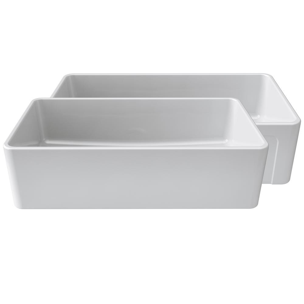 La Toscana Farmhouse Apron-Front Fireclay 36 in. Single Basin Kitchen Sink in White | The Home Depot