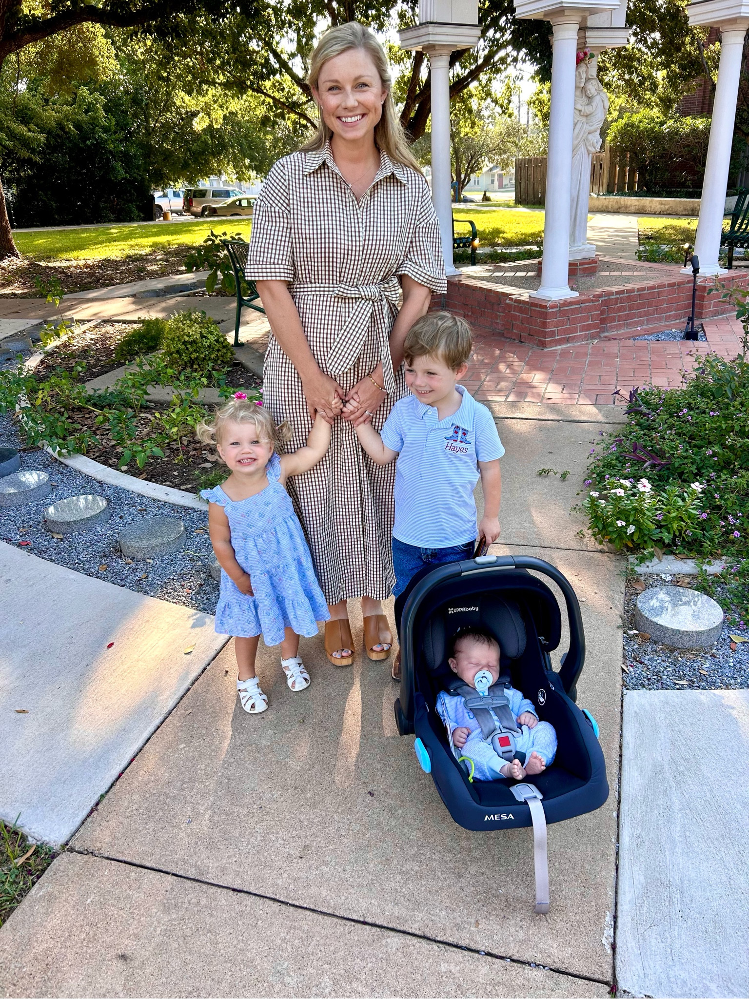 A wonderful Sunday with my little family! Dress is almost sold out, only a few sizes left, but here are some similar options. Old shoes but found some lookalikes!

This tie-waist, button-down style dress is so flattering postpartum and great for nursing! Perfect for church, date night, brunch or baby/bridal shower. 

#momstyle #fallfashion #momlife #postpartum #nursingfriendly

#LTKBump #LTKBaby #LTKFamily