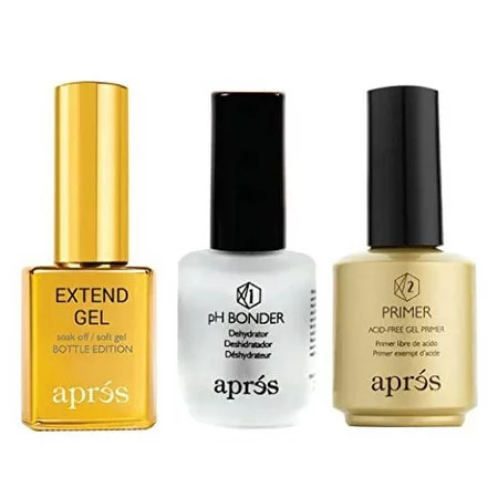 Aprés Gel-X Professional Nail Kit - Gold Bottle pH Bonder Acid-Free Gel Primer and Extend Gel Soak Off Soft Gel Formula (15 ml each) | Walmart (US)