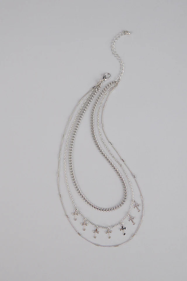 Set The Vibe Cross Charm Layered Necklace | Windsor Stores