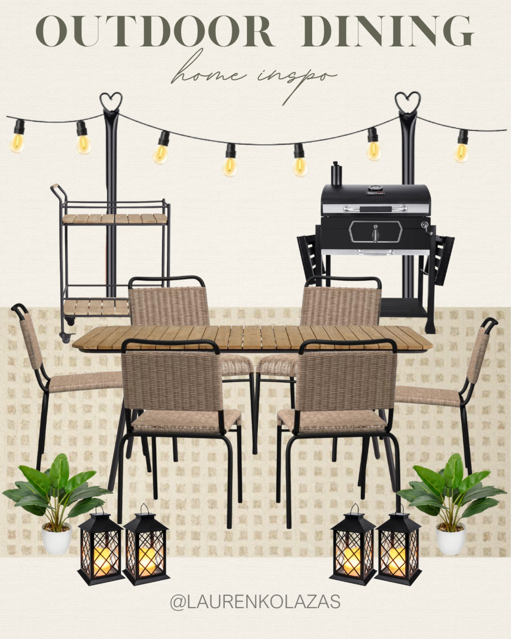 With the warm summer weather, outdoor dining is officially in! Purchase these string lights, barbecue griller, dining table set, faux plants, neutral rug, and more to get a dreamy backyard to bond in with your friends or family!
#patiorefresh #summervibes #hostesslife #kitchenessentials

#LTKSeasonal #LTKStyleTip #LTKHome
