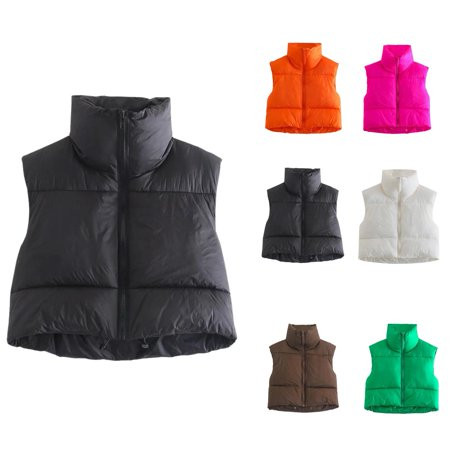 Women Cropped Puffer Vest-Lightweight Winter Crop Vest|Sleeveless Short Waistcoat Comfortable and Wa | Walmart (US)