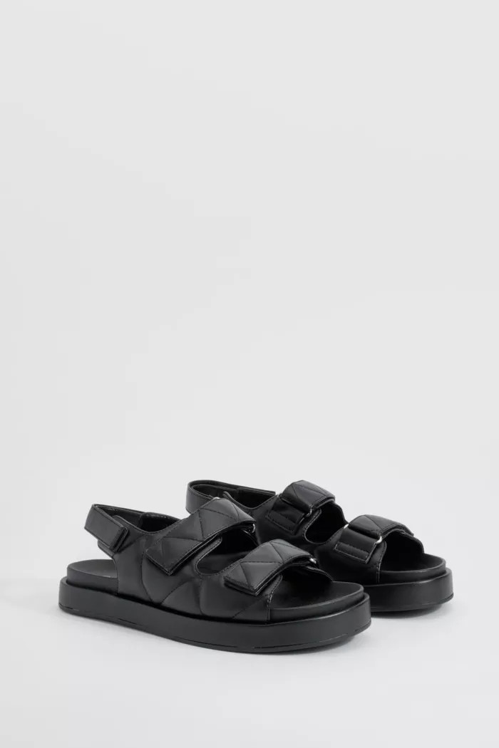 Wide Fit Quilted Dad Sandals | Boohoo.com (UK & IE)