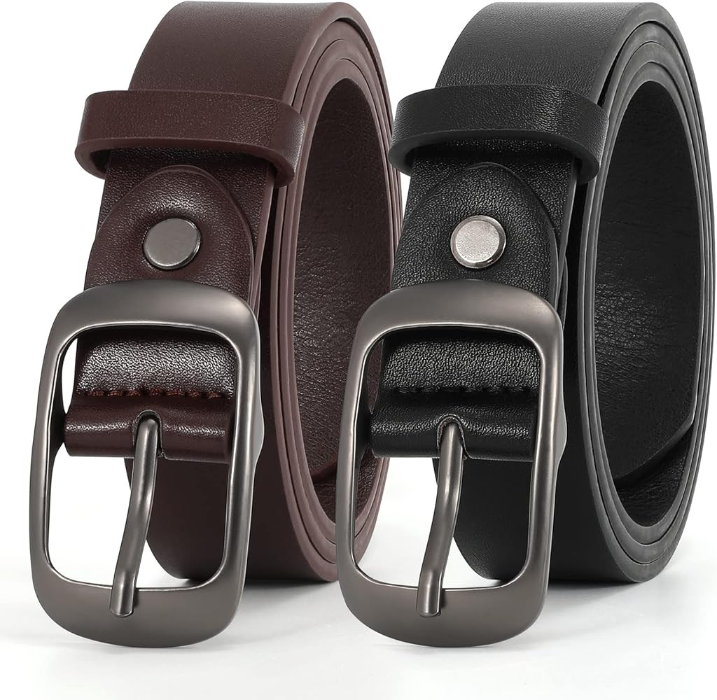 XZQTIVE 2 Pack Women Plus Size Leather Belts Fashion Cowhide Waist Belt with Solid Pin Buckle for... | Amazon (US)