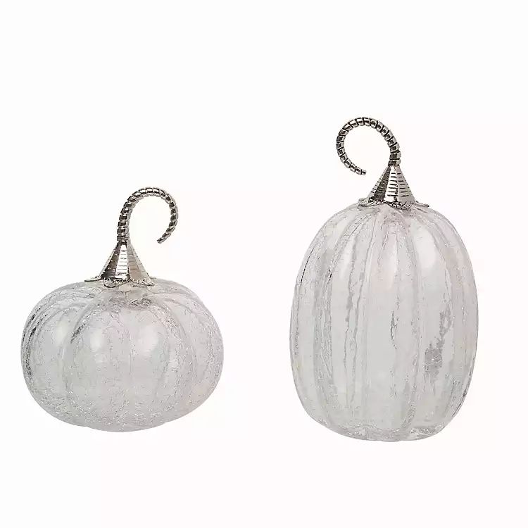 Clear White Glass Silver Stem Pumpkins, Set of 2 | Kirkland's Home
