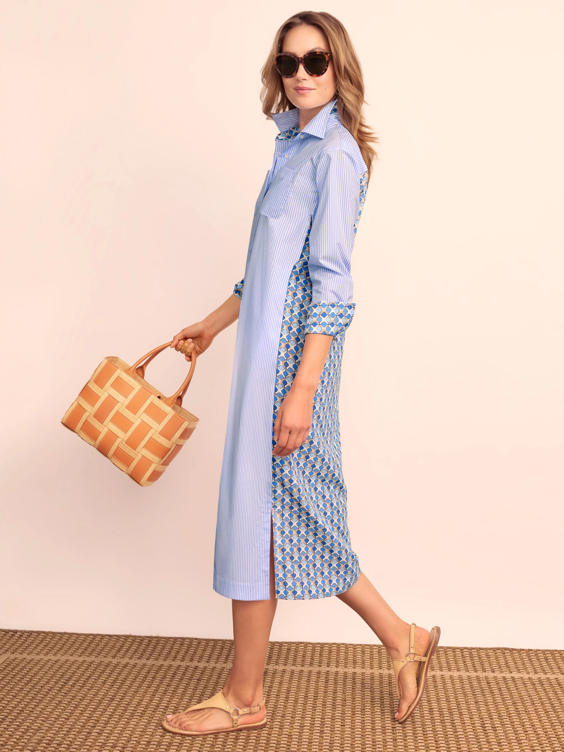 White/Lt_Blue Stripe Quince Dress | Women's Dresses | J.McLaughlin | J.McLaughlin