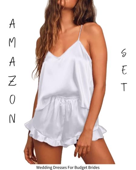 Boujee yet affordable satin ruffle pajamas on Amazon. 

#ltkunder50 #weddingdayessentials #bacheloretteparty #honeymoonclothing #bridalshowergifts 

#LTKSeasonal #LTKGiftGuide #LTKwedding