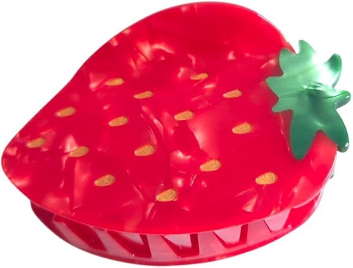Big Red Strawberry Hair Clips,Cellulose Acetate Hair Clips,Small Claw Clips for Girl,Hair Accesso... | Amazon (US)