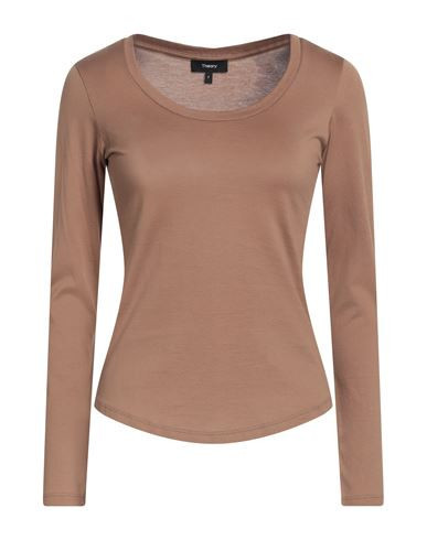 Theory Woman T-shirt Brown Size XS Pima Cotton | YOOX (US)