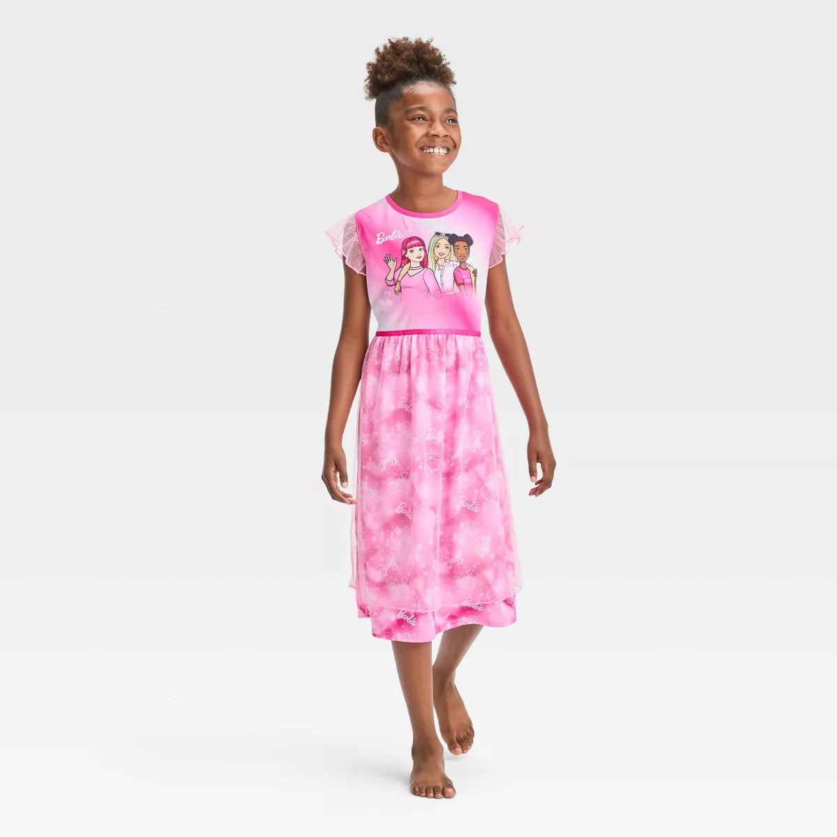 Girls' Barbie Dress Up NightGown - Pink | Target