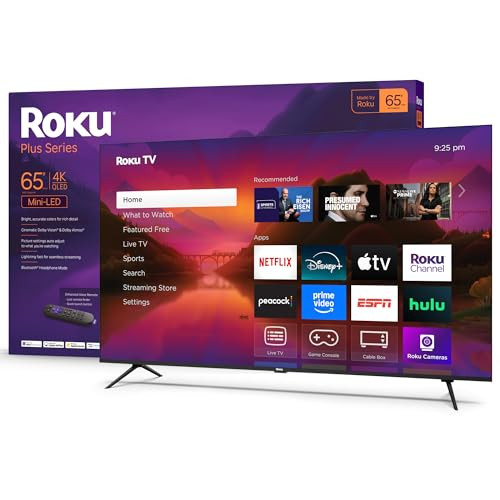 Roku Smart TV 2025 – 65-Inch Plus Series, Mini-LED TV – RokuTV with Enhanced Voice Remote – Flat Screen 4K QLED Television with Dolby Vision & Wi-Fi for Streaming Live Local News, Sports | Amazon (US)
