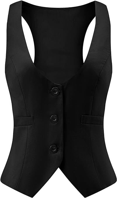 V VOCNI Suit Vest for Women Waistcoat Vest Vintage Steampunk Dressy Casual Racerback Vest Jacket | Amazon (US)