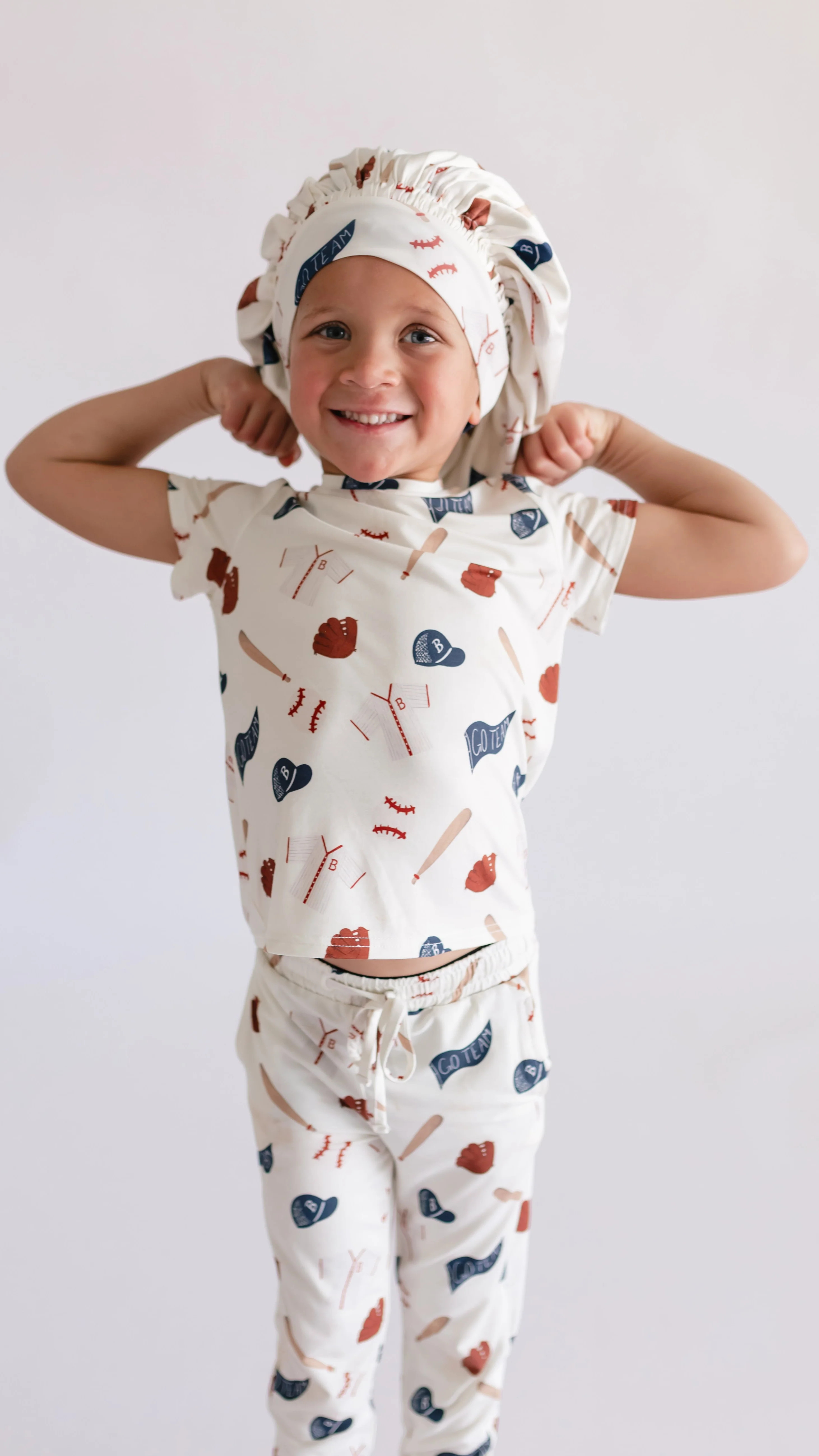 Kids Satin Bonnet in Baseball | Silks Design
