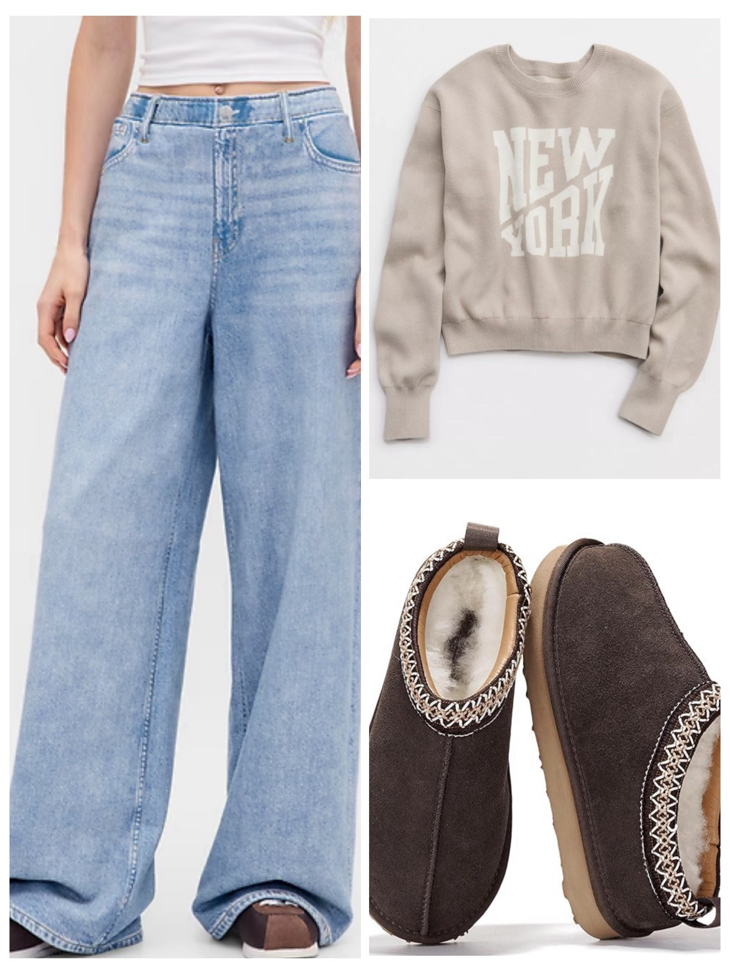 What to wear now through January! Cozy and comfy! Knit denim, super soft sweater and chunky sherpa lined slippers! 

#LTKSeasonal #LTKHoliday #LTKFindsUnder50