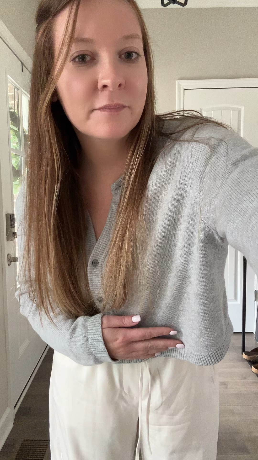 Cropped cardigan / tts wearing a medium 
Drawstring pants / tts wearing a medium 
Ugg slippers 

#LTKdayinmylife #LTKootd #LTKWorkwear