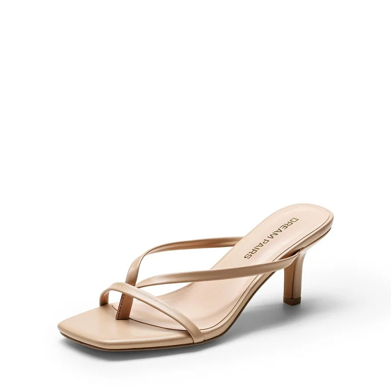 DREAM PAIRS Heels for Women Flip Flops Kitten Low Heels Open Square Toe Thong Heeled Sandals, Sex... | Walmart (US)